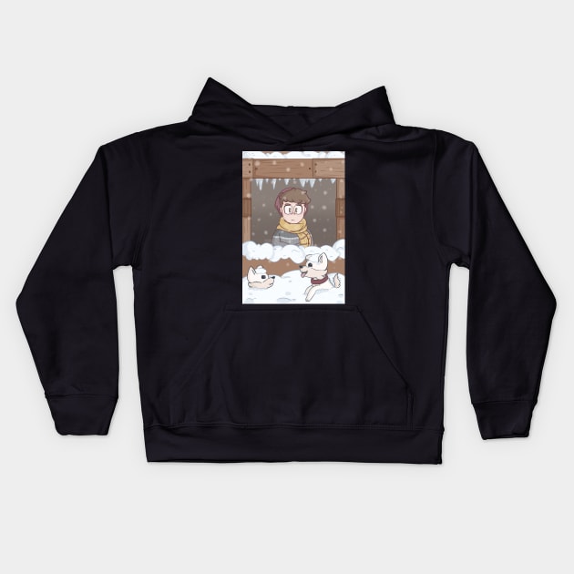 Wilbur Soot Newfoundland snow Kids Hoodie by Snorg3